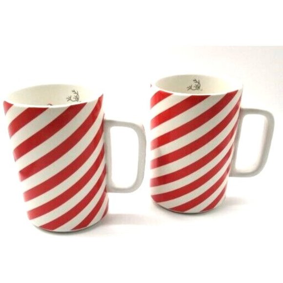 Starbucks Other - Starbucks Candy Cane Red & White Striped Holiday Christmas Coffee Mug Pair 2018
